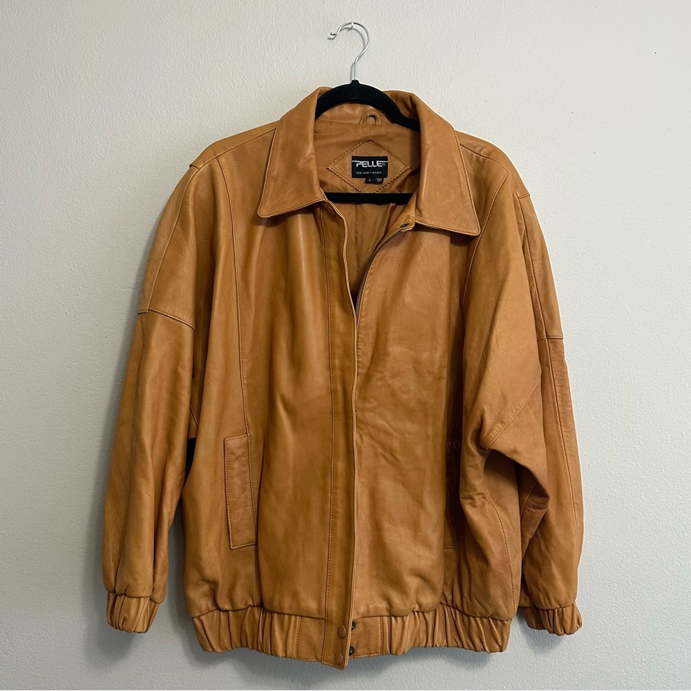 Vintage Yellow Leather Pelle Jacket